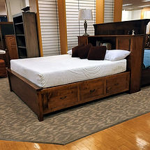 New On Display Newberry Bookcase King Storage Bed Solid Brown Maple in Michaels OCS113 in W x in D x in H Solid Hardwood Furniture Made in the USA The Amish Home Furniture in Pittsburgh Mills