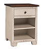 Easy Tymes Nightstand with 1 drawer | Brown Maple in Two-Tone finish: White pained base with Antique Gray glaze, Asbury OCS117 Top | 21in W x 20 1/4in D x 29in H | The Amish Home | Amish Furniture at the Pittsburgh Mills