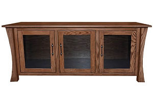 Belmont TV Stand with three doors | Oak in Asbury OCS117 | 66in W x 20in D x 29 1/2in H | The Amish Home | Amish Furniture at the Pittsburgh Mills
