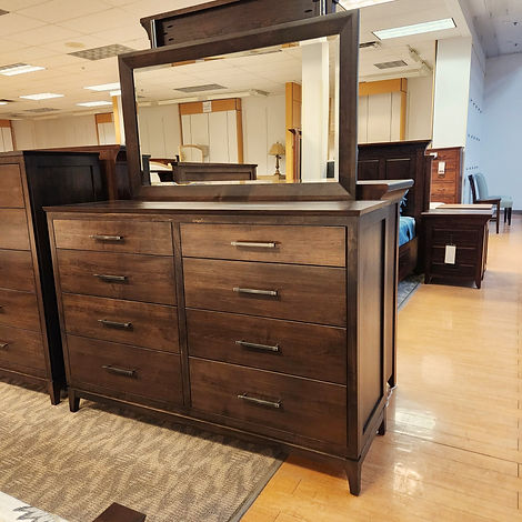 Boulder Creek Tall Dresser & Mirror | 64in W x 20in D x 74 7/8in H | Brown Maple with Cocoa OCS122 | The Amish Home | Hardwood Furniture at Pittsburgh Mills