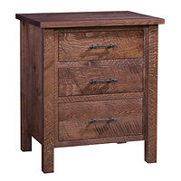 Blue Ridge Nightstand with 3 drawers | Circular Sawn Rustic QSWO in Shadow | 26in W x 20in D x 31in H | The Amish Home | Amish Furniture at the Pittsburgh Mills