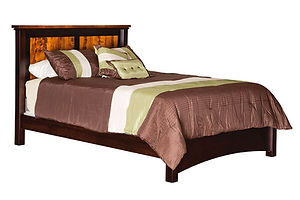 Buckeye Premier Panel Bed | Brown Maple in Two-Tone finish with rough-sawn top | Headboard 51in H, footboard 14in H | The Amish Home | Amish Furniture at the Pittsburgh Mills