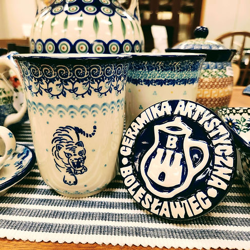 Mug 16oz - Cobalt Tiger - Ceramika Artystyczna Bolesławiec Polish Pottery - The Amish Home - Galleria at Pittsburgh Mills Amish Furniture
