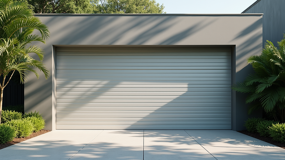 Eye-level view of a reinforced garage door