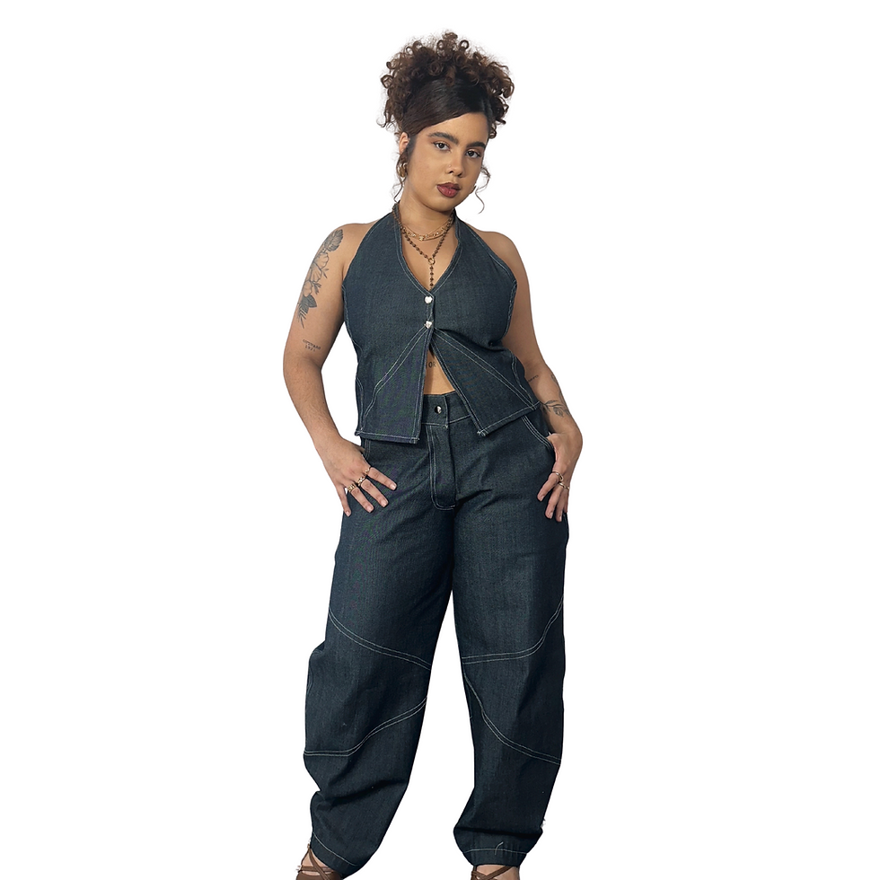 Miniatura: Colete Jeans Pespontos