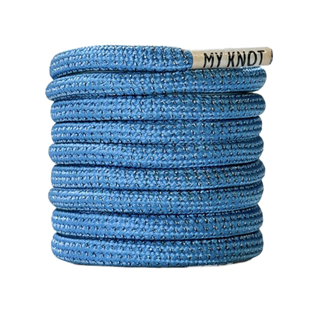 Lacets ronds bleu pastel et lurex cuivre pour sneakers et baskets