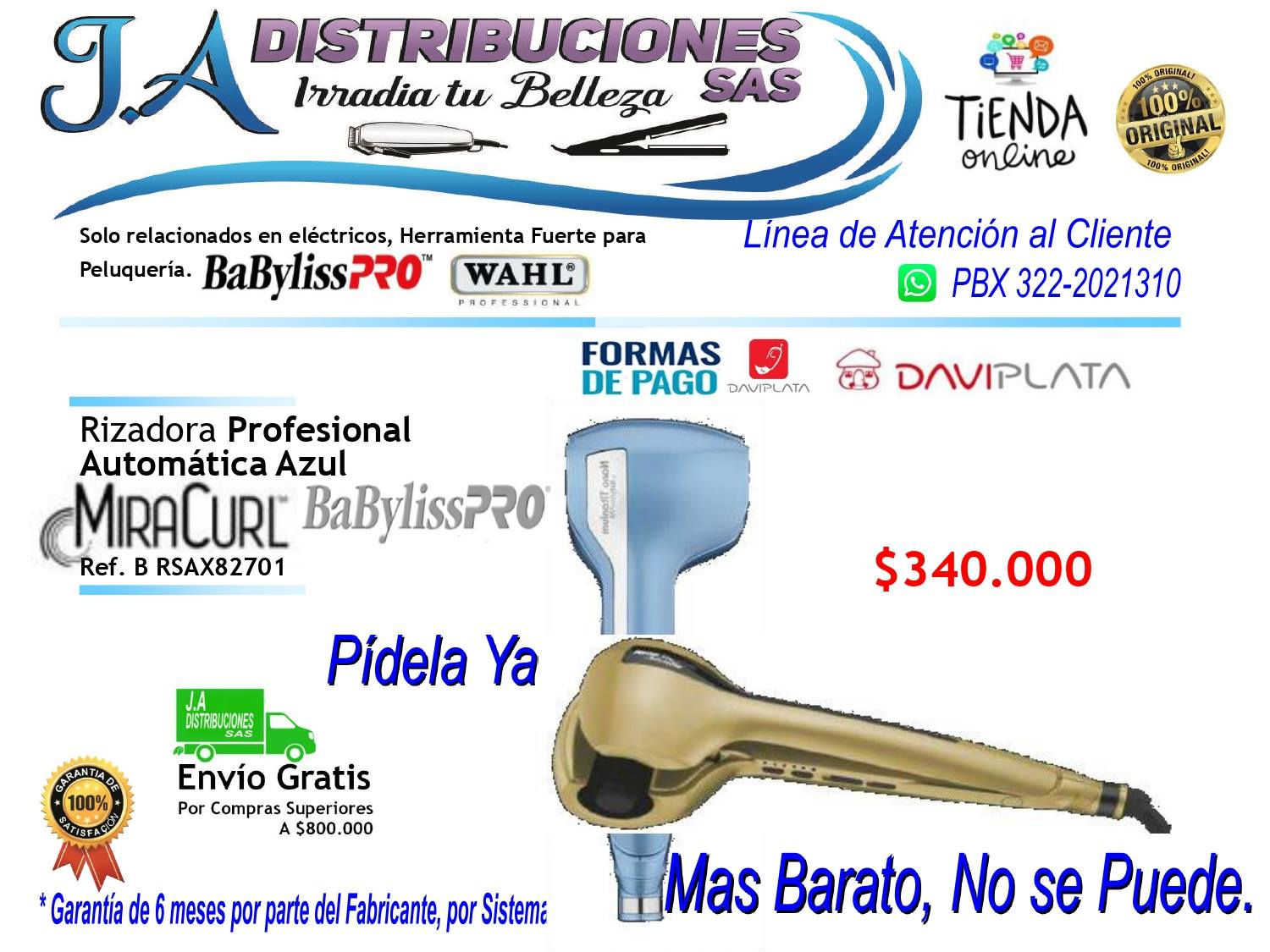 Rizadora Profesional Babyliss Pro Miracurl Automática Azul Ref. B RSAX82701.
