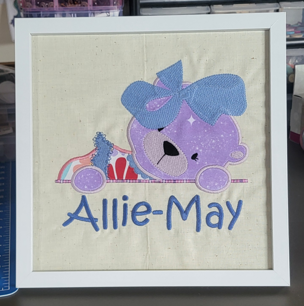 Medium Embroidery Frame (Bear girl with big bow)