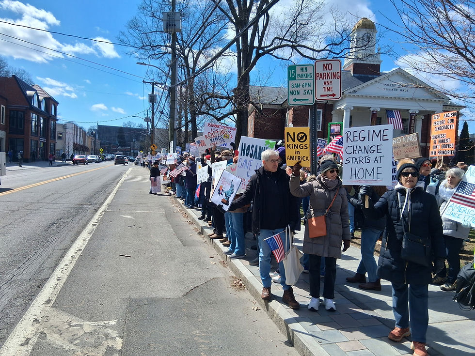 For two hours Saturday afternoon as many as 2,000 demonstrators converged in downtown Mount Kisco for the third No Kings Rally to protest the actions and policies of the Trump administration. MARTIN WILBUR PHOTOS