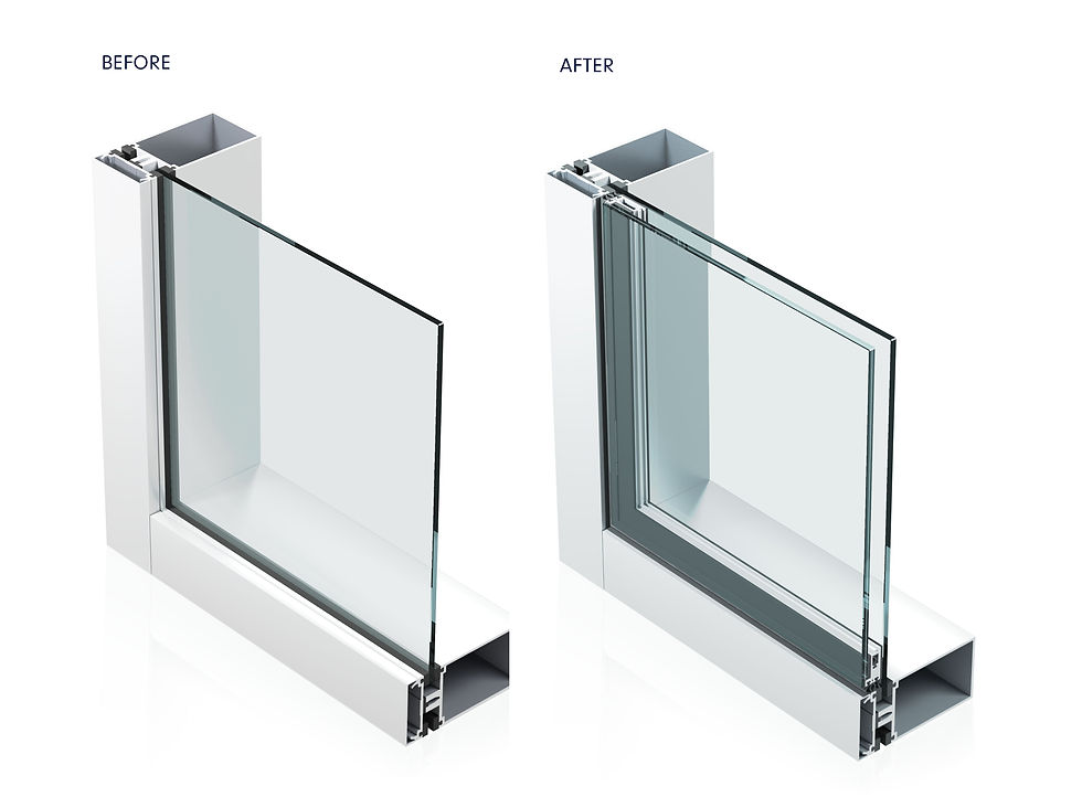 Drawing of INOVUES retrofit system - before and after