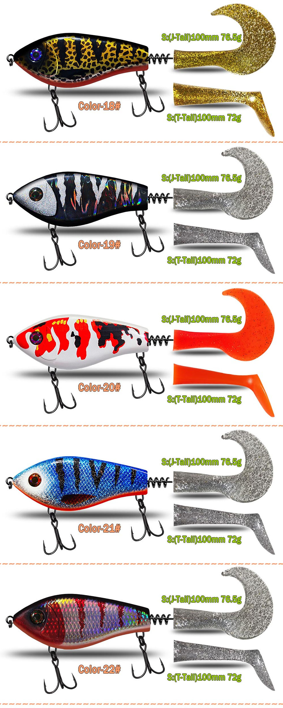 Thumbnail: CF Lure 100mm 76.5g Jerkbait Rattlin Vib Fishing Lure Sinking Wobblers Pike Arti