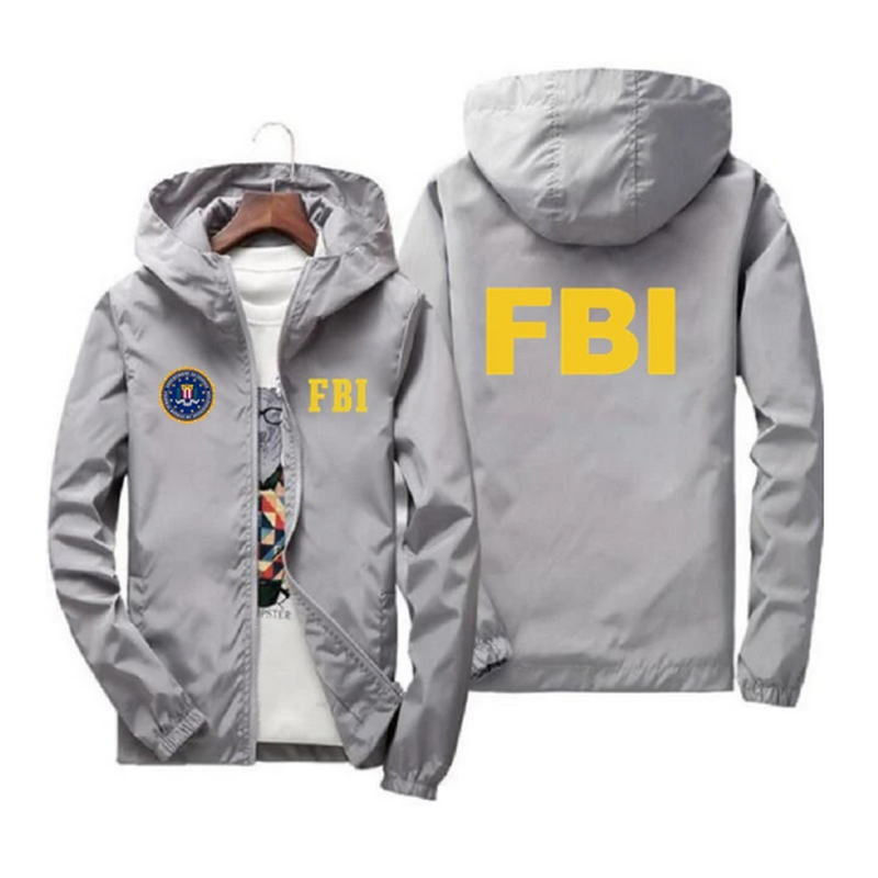 Thumbnail: 2024 New Men's Jacket High Quality FBI Printed Outdoor Sports Jacket Spring Hood