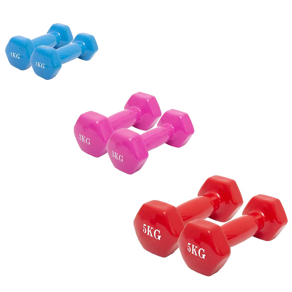 Thumbnail: vinyl dumbbells- dumbbells with vinyl coating- non-slip dumbbells - hexagonal du
