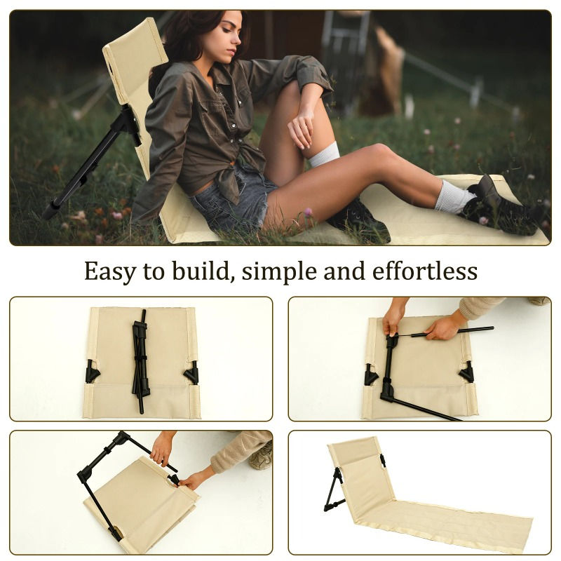 Thumbnail: Outdoor Foldable Camping Chair Oxford Cloth Camping Floor Chair Garden Park Sing
