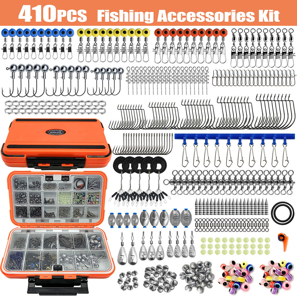 Thumbnail: 170-410pcs Professional Fishing Kit with Tackle Box, Hooks Sinkers Swivels for B