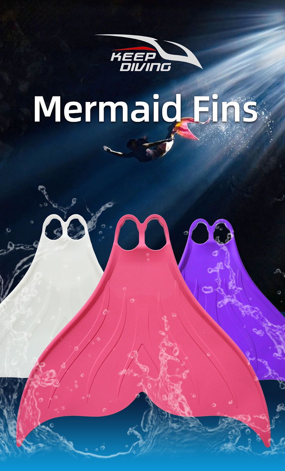 Miniaturbild: 1 Pcs Mermaid Tail Surf Fins Diving Fins Adult Swimming Flippers Silicone One-Pi
