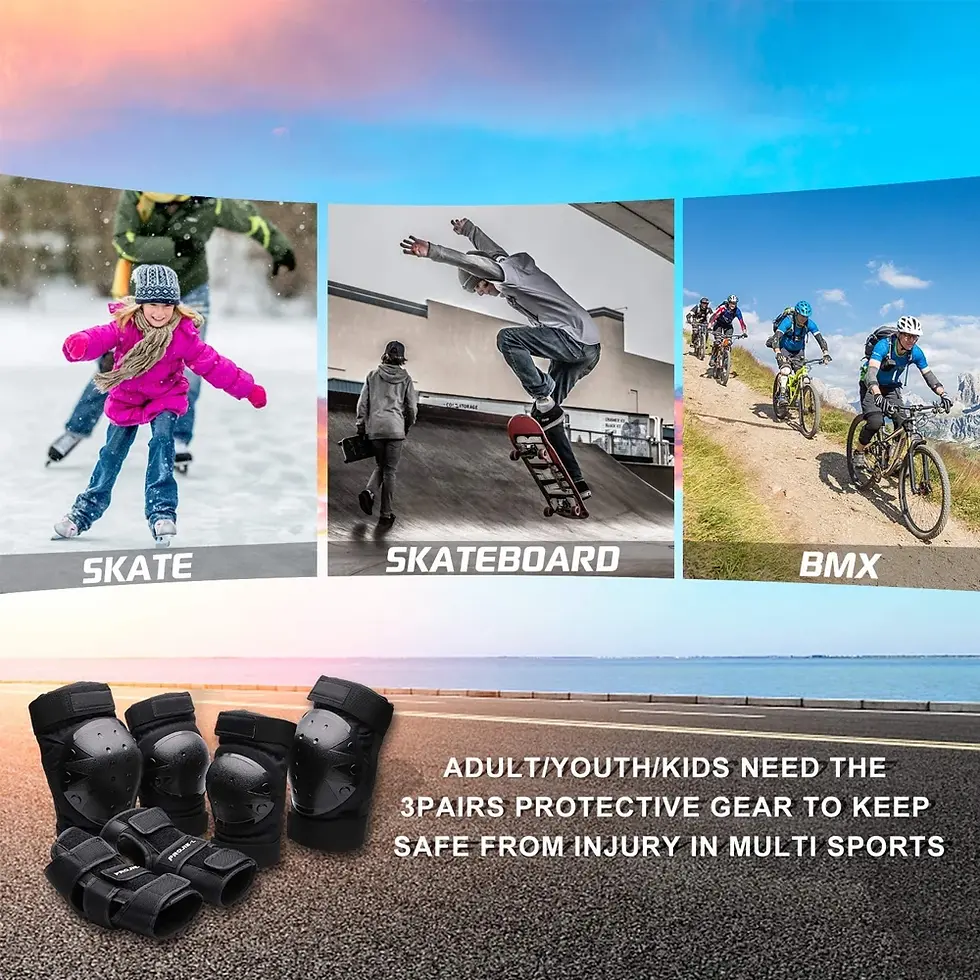 Thumbnail: Kids/Adults Knee Elbow Pads Wrist Guards, Protective Gear Set for Roller Skates,