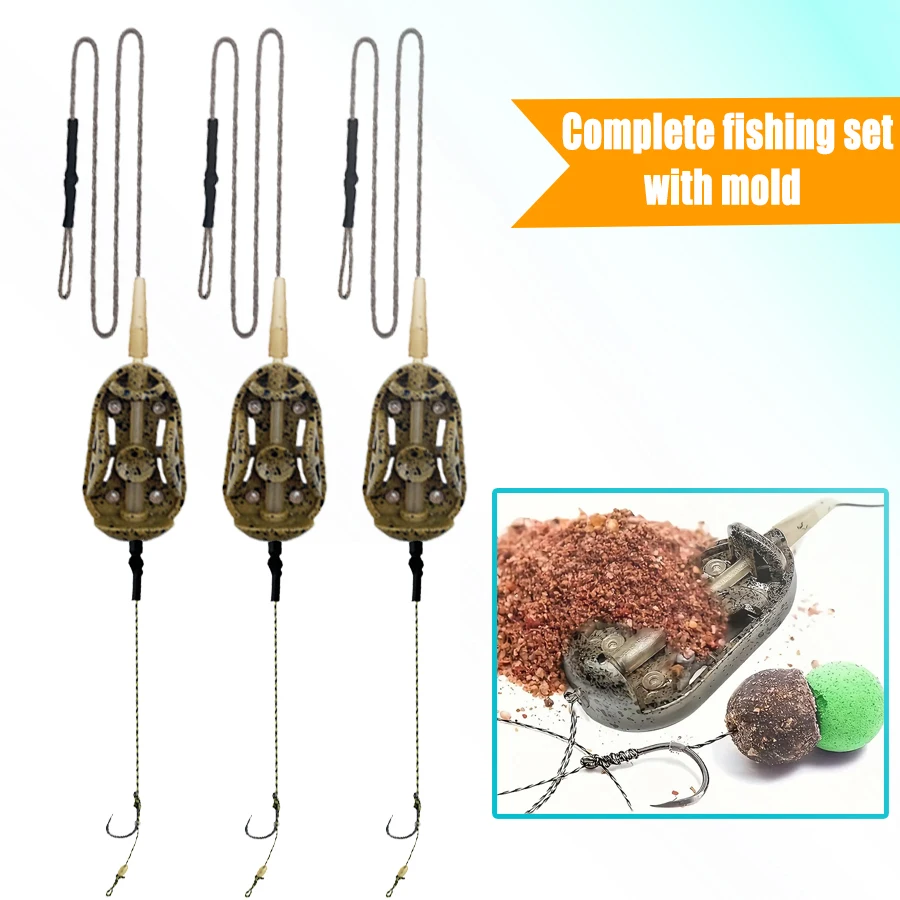 Thumbnail: Pre Tied Fishing Rigs, 5PCS Method Feeder & Hair Rigs with Barbed Hooks for Carp