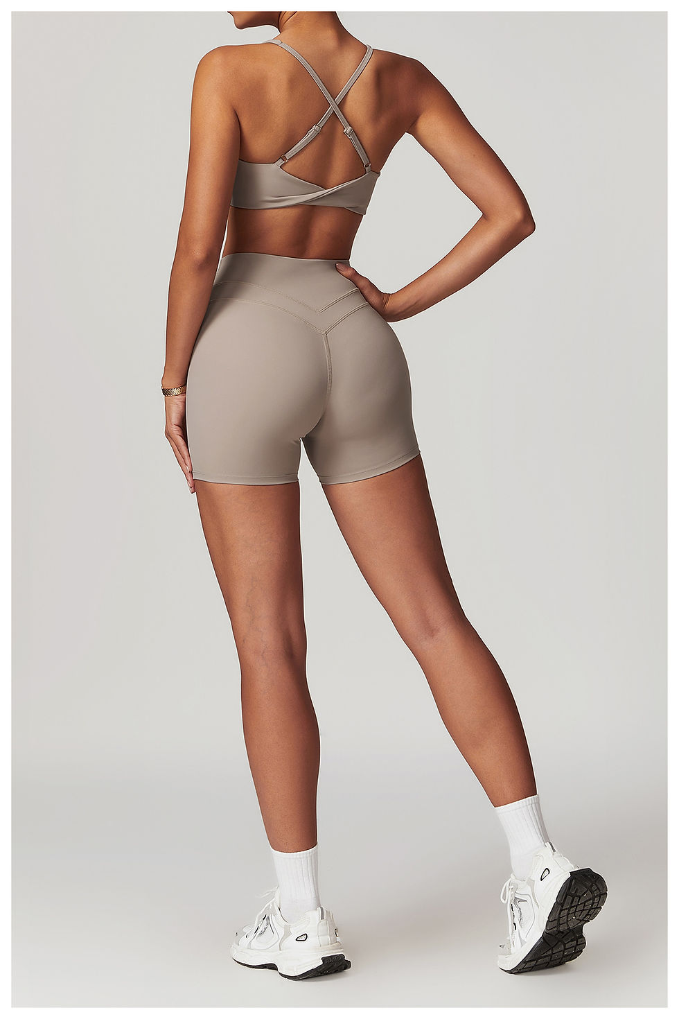 Thumbnail: Summer Nude Gym Yoga Fitness Sportswear Women High Waist Elastic Running Shorts 