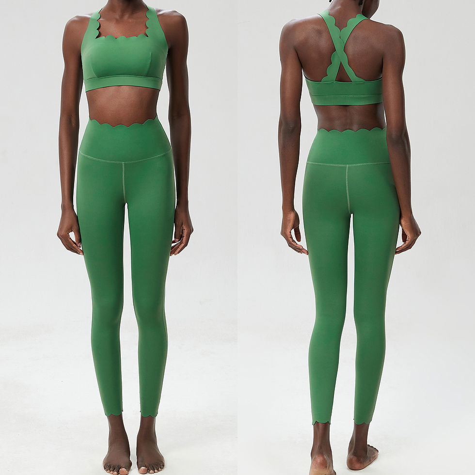 Thumbnail: Women Solid Color Gym Suit Two Pieces Fitness Yoga Set Super Streth Slim Fit Run