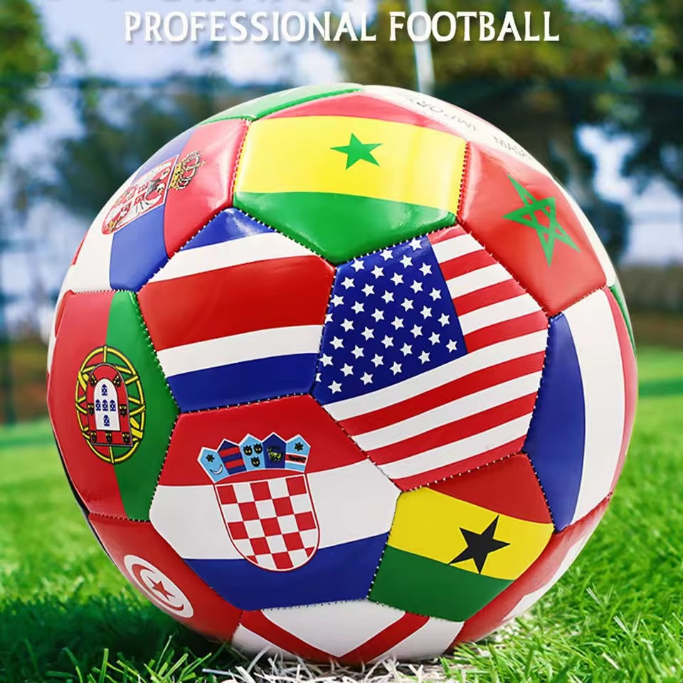 Thumbnail: Flag Printed Soccer Ball Official Size 5 Soccer Match Ball Outdoor Match Game Fo