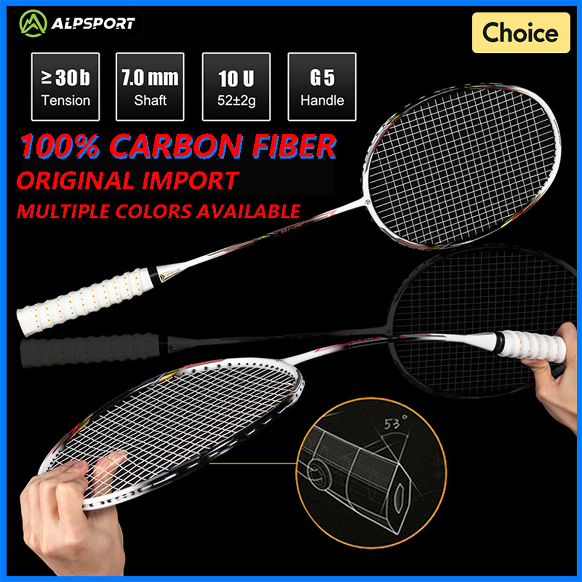 ALPSPORT AIR 10U Ultralight 52g T800 Badminton Racket Fast Rebound Lmported MA