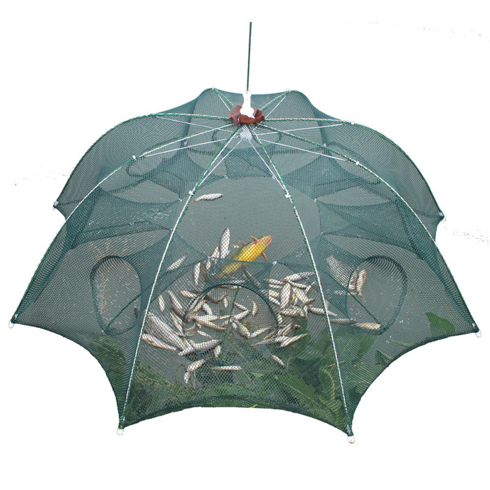 High Strength 4-28 Holes Automatic Hand Fishing Net Shrimp Cage Fish Trap Cast N