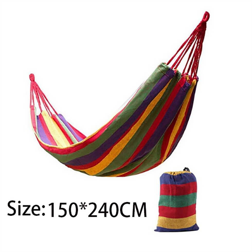 Miniaturbild: Double Hammock 2 Person Canvas Cotton Hammock with Tree Straps for Patio Garden 