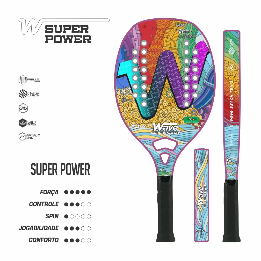 WAVE Beach Tennis Racket Carbon Fiber Super power spin