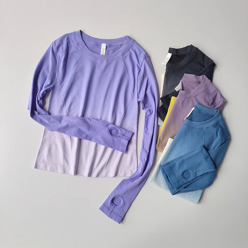 Miniaturbild: Women's Long Sleeve Top Yoga Shirts Running T-Shirt Hanging dye Fitness Sports T