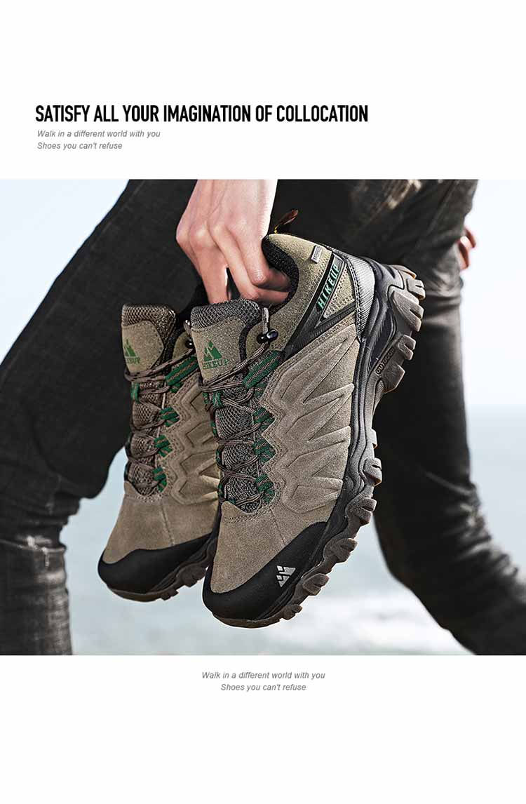 Miniaturbild: HIKEUP High Quality Leather Hiking Shoes Durable Outdoor Sport Men Trekking Leat