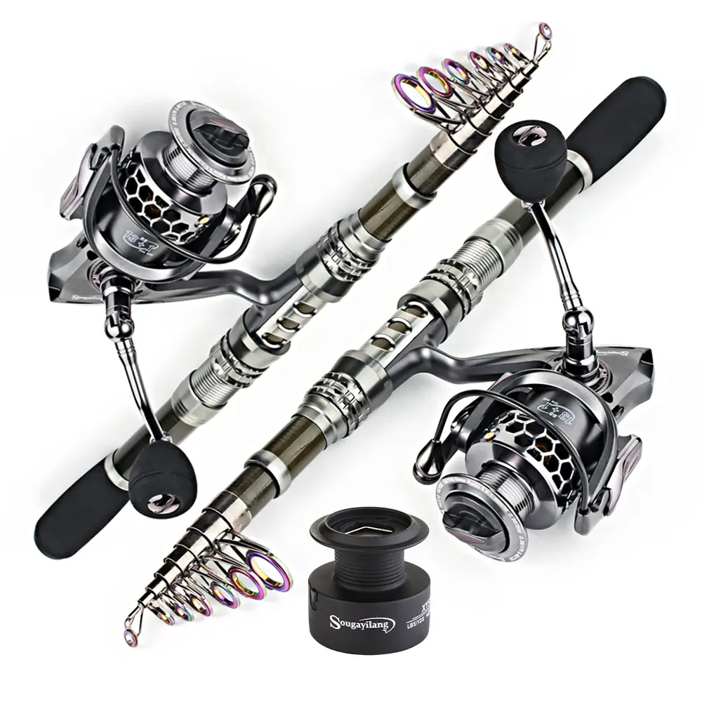 Sougayilang 1.8-3.3m Carbon Fiber Spinning Fishing Rod and 13+1BB Fishing Reel C