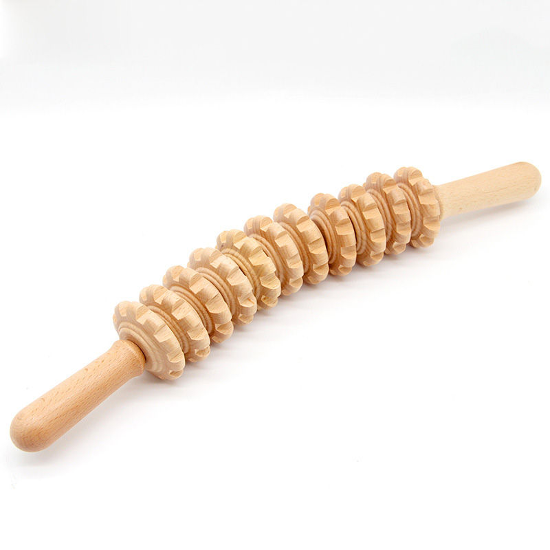 Wood Therapy Roller Massage Tool Handheld Cellulite Trigger Point Stick Lymphati