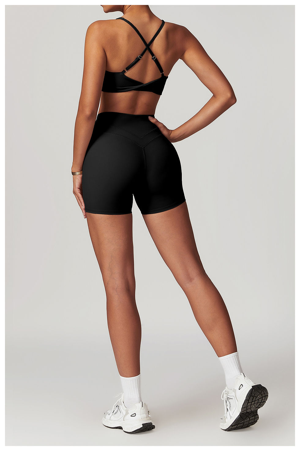 Thumbnail: Summer Nude Gym Yoga Fitness Sportswear Women High Waist Elastic Running Shorts 