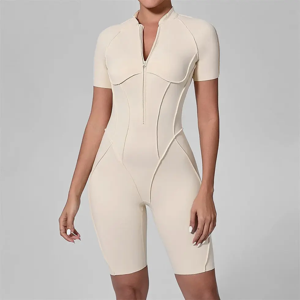 Thumbnail: Pad Yoga Jumpsuit Short Sleeve Zipper Sports Wear Gym Fitness Sports Bodysuits W
