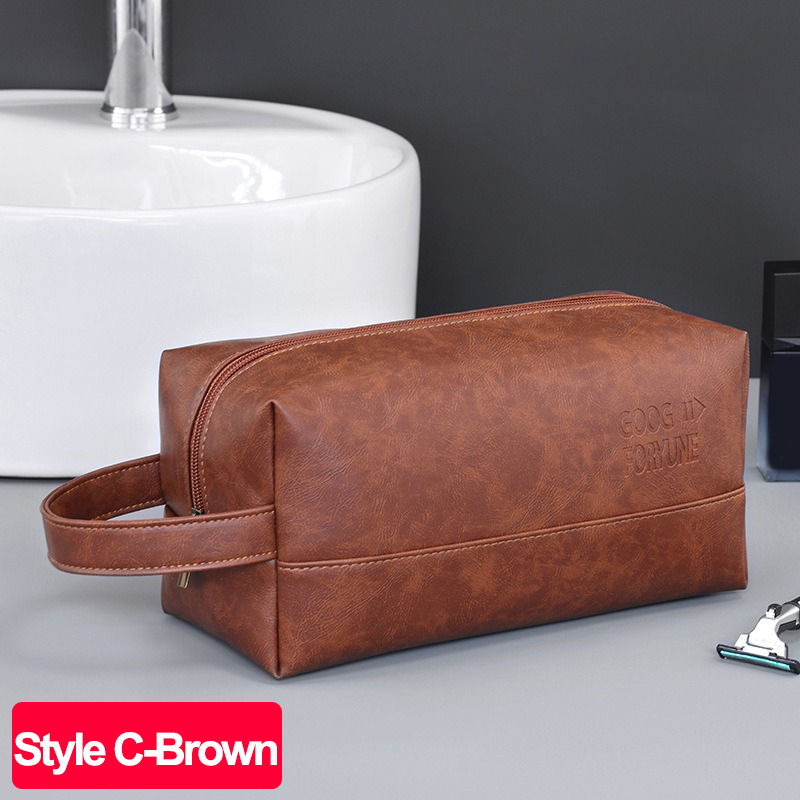 Miniaturbild: Men Business Travel Wash Toiletry Bag Waterproof PU Leather Bathroom Shaving Too