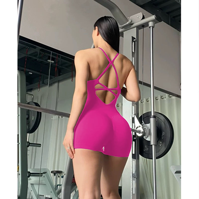 Thumbnail: WAREBALL Yoga Set JumpSuits Sportswear Women Fitness Rompers Sexy One Piece Stra