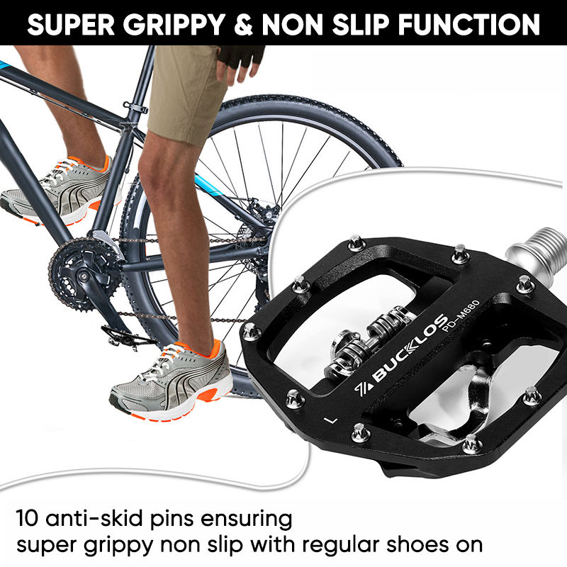 Thumbnail: BUCKLOS MTB Bike Pedal for SPD Dual Self-locking MTB Platform Pedals Footrest Mo