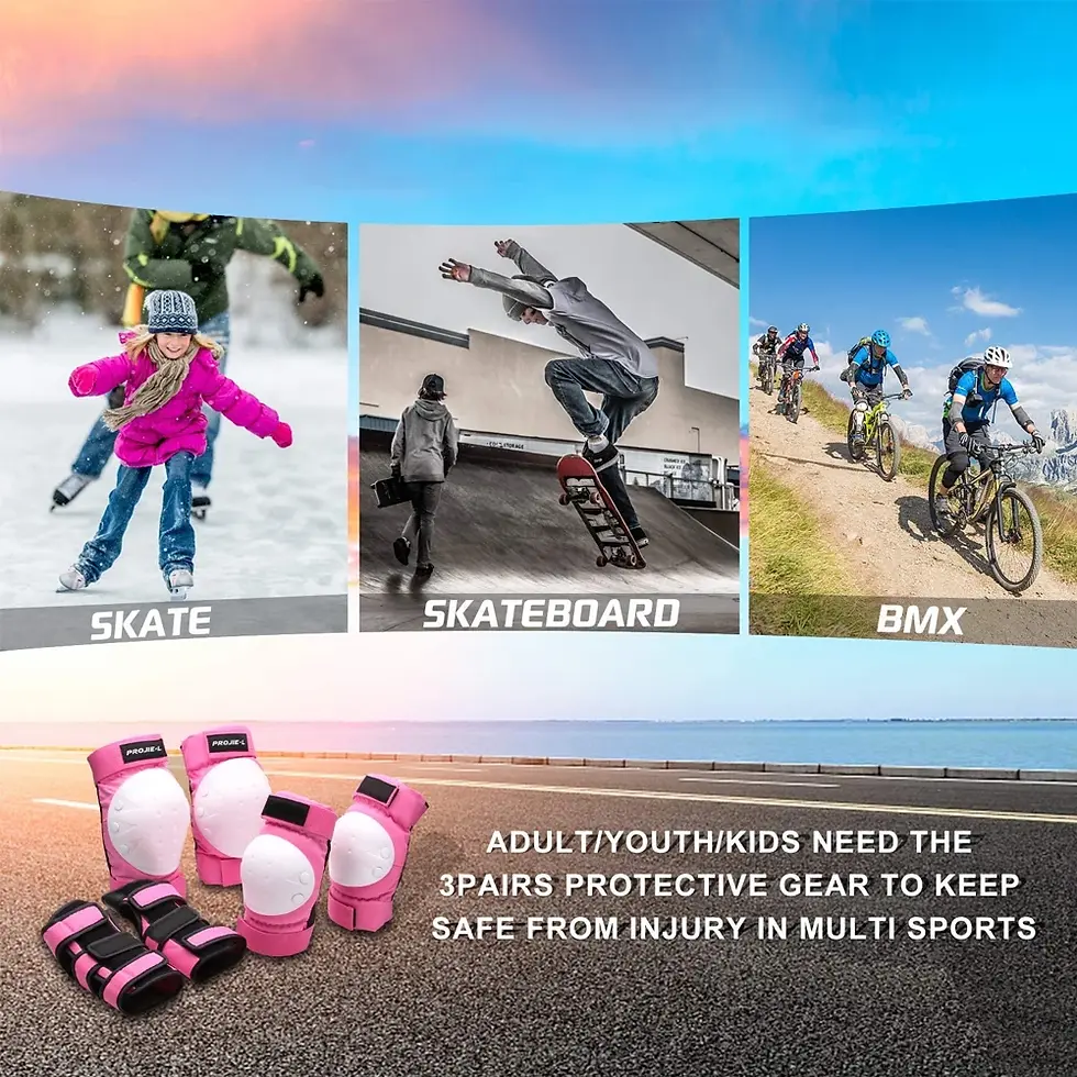Thumbnail: Kids/Adults Knee Elbow Pads Wrist Guards, Protective Gear Set for Roller Skates,