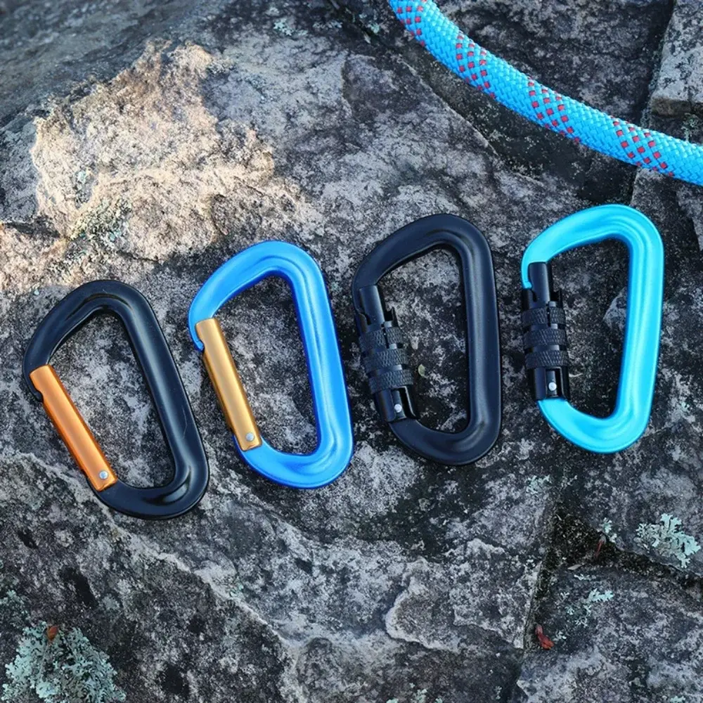 12kN D-Shaped Aluminum Alloy Carabiner with Screw Lock, Heavy Duty Rock Climbing