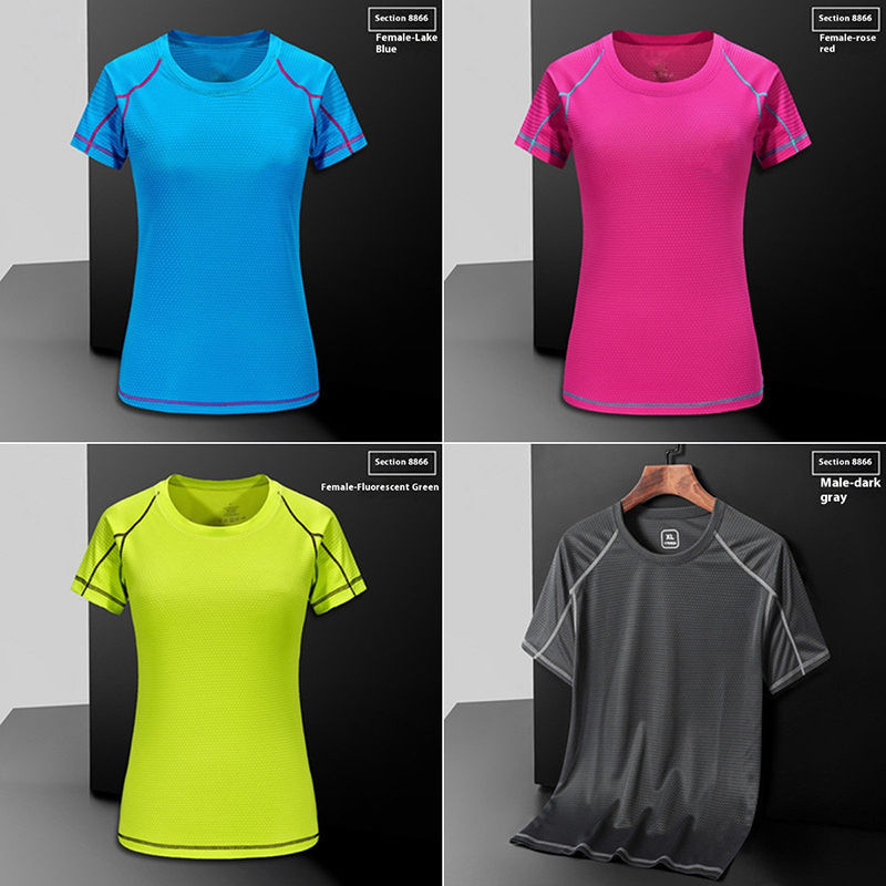 Thumbnail: women Quick-drying Round Neck Sport T-shirt Gym Fitness Shirt Short Sleeve Train
