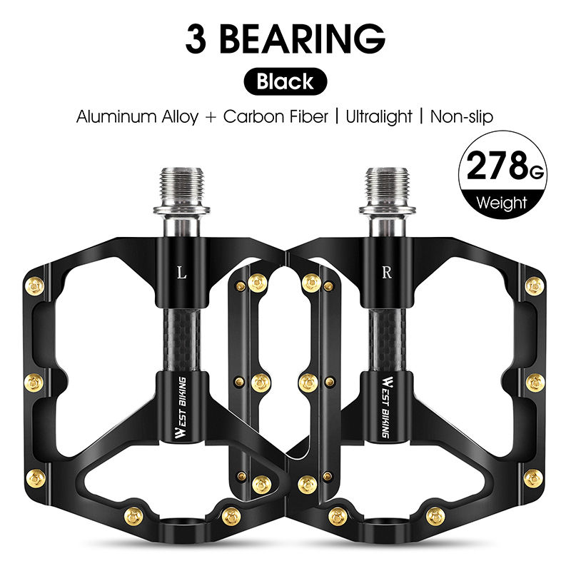 Miniaturbild: WEST BIKING Bike Pedals MTB Flat Bicycle Pedals 9/16'' Lightweight Road Bike Ped