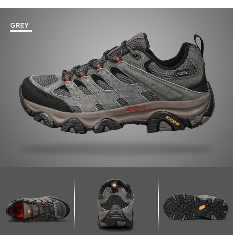 Thumbnail: HIKEUP Hiking Shoes Men Designer Climbing Trekking Sneakers for Men Leather Outd