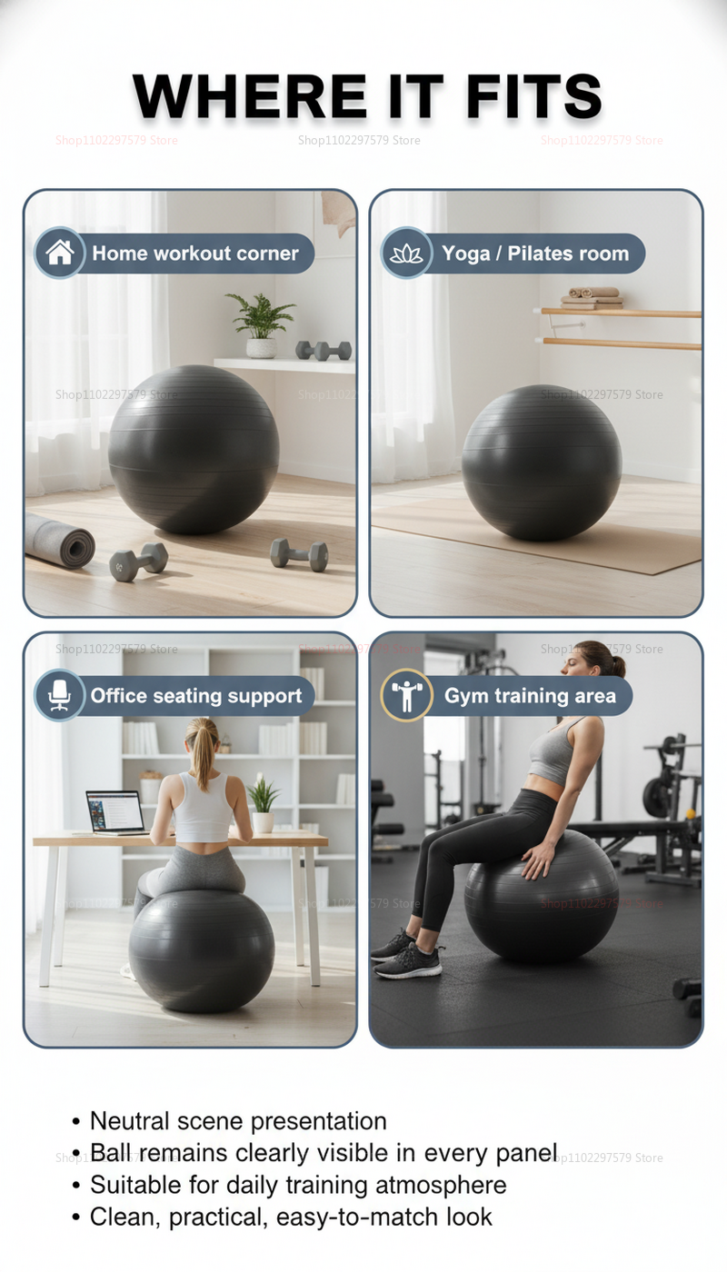 Thumbnail: High quality explosion-proof inflatable yoga ball, suitable for exercise and bal