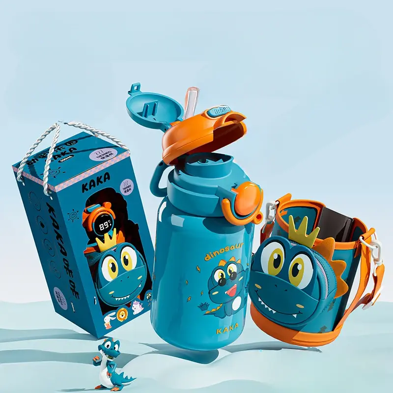 Miniaturbild: Intelligent Temperature Display Stainless Steel Insulated Bottle Cartoon Straw W