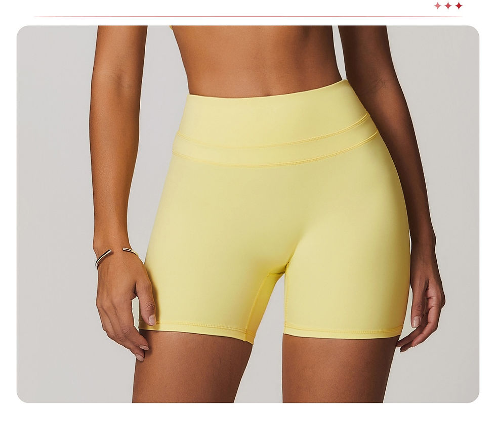 Thumbnail: Summer Nude Gym Yoga Fitness Sportswear Women High Waist Elastic Running Shorts 