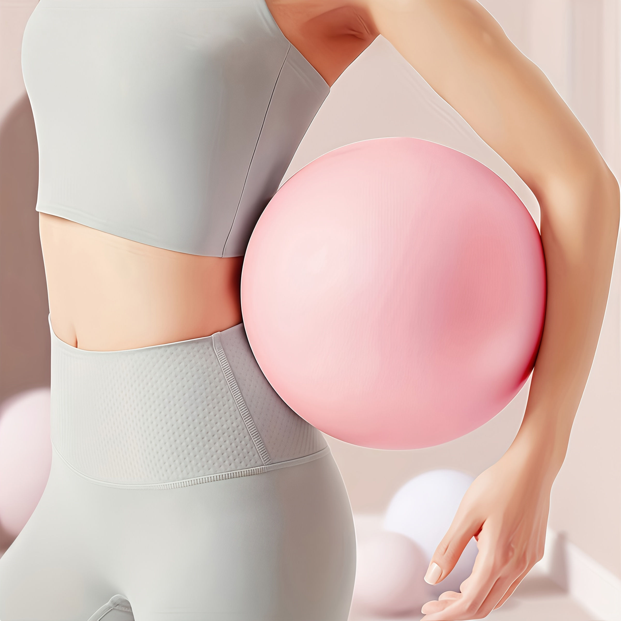 Small Exercise Ball, 9 Inch Mini Pilates Ball with a Inflatable Tube, No Slip Re