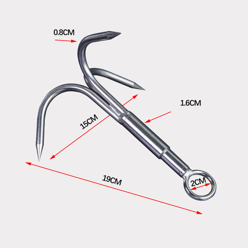 3-Claw Grappling Hook Stainless Steel Tree Climbing Hook Grappling Steel Hook Ro