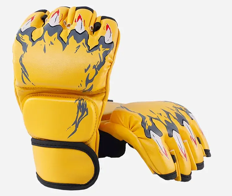 Thumbnail: Half Finger Boxing Gloves for Adults - Unisex (Men & Women) for Sanda Training M
