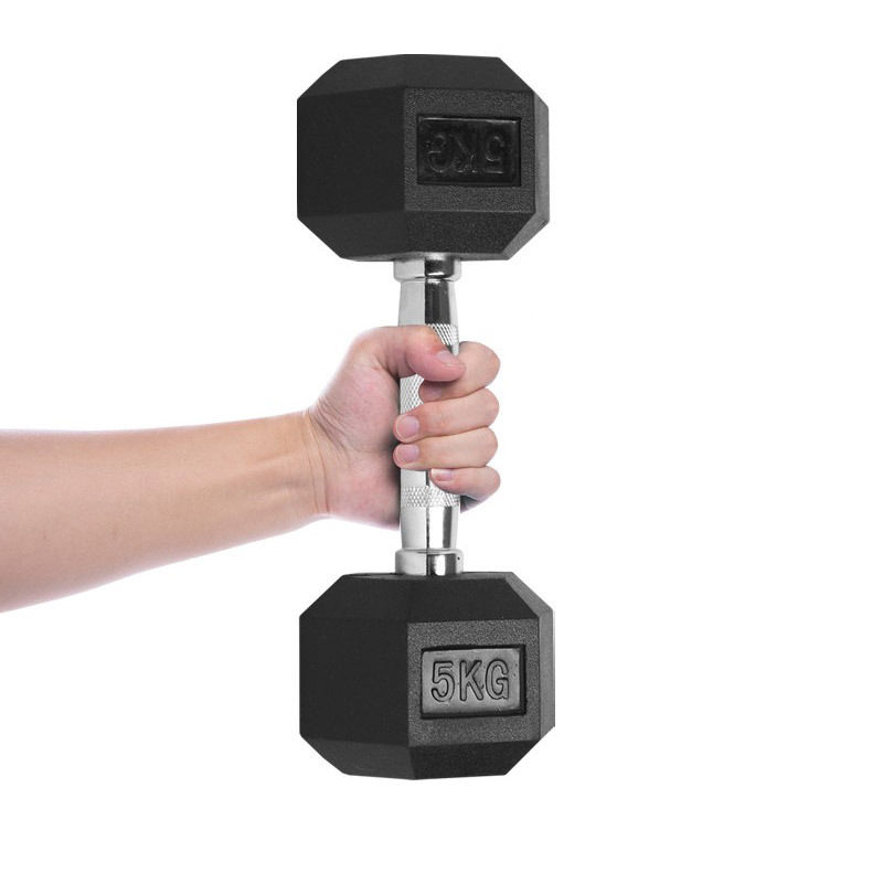 High-Quality Rubber Hexagonal Dumbbells Set 10lbs for Home Gym Weight Training E